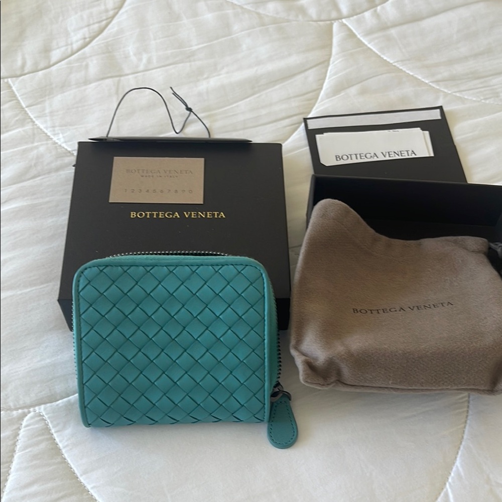 Bottega Veneta Blue Intrecciato Leather Wallet